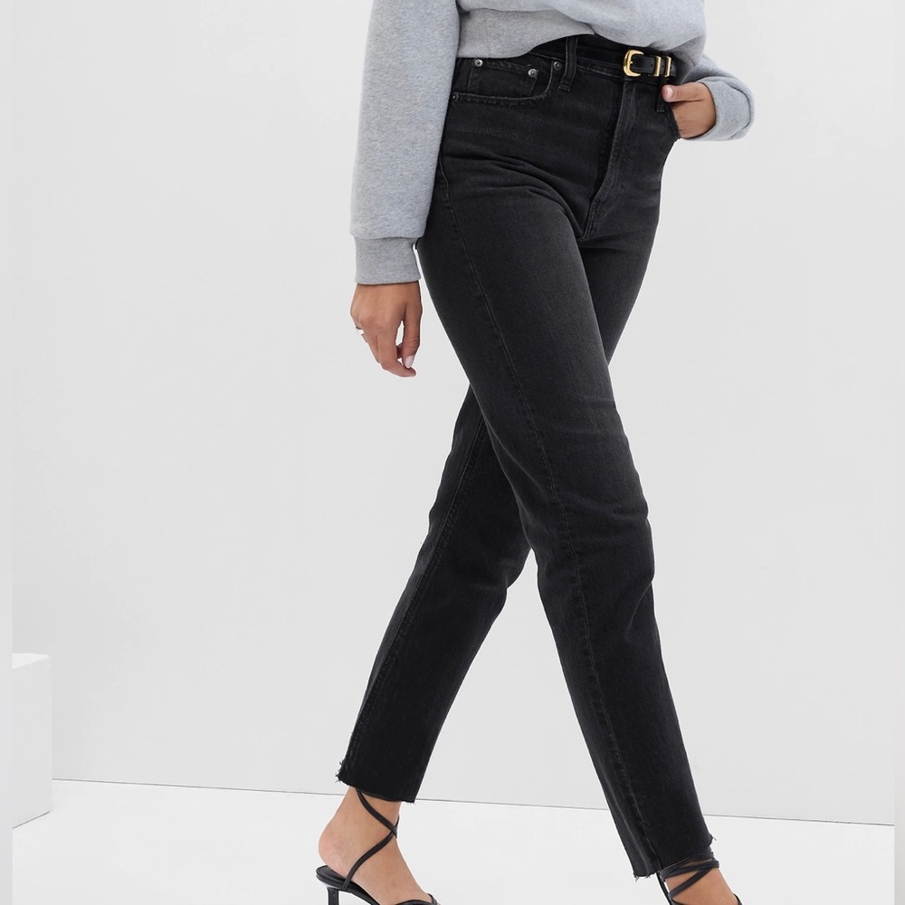 GAP Black Rinse Sky High Rise Cheeky Straight Jeans with Washwell size 32 R
